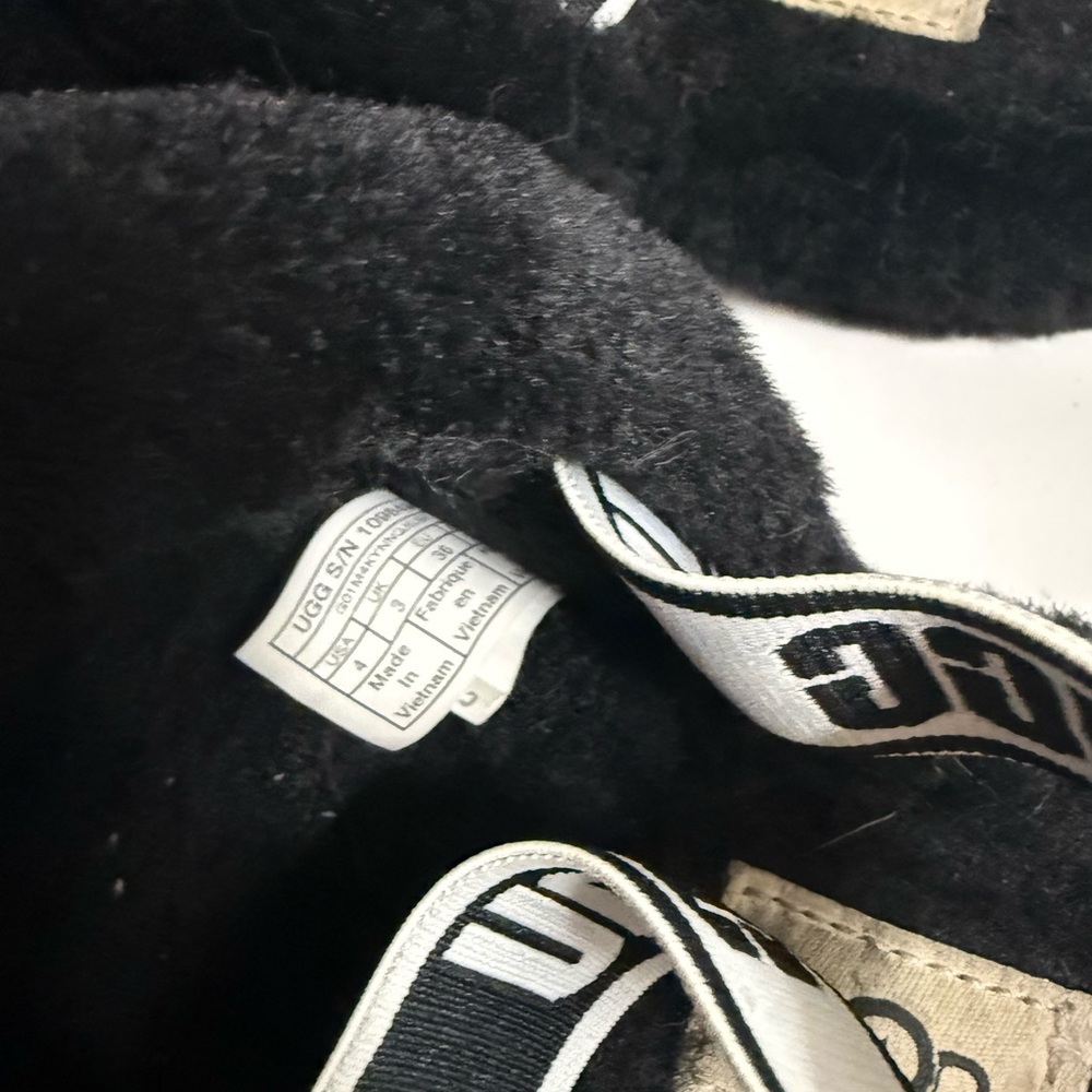 UGG Black Fluff Slide Sandals with Branded Heel Strap - Picture 6 of 6